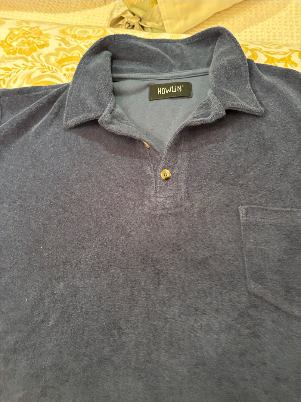 Navy Terry Polo with Chest Pocket